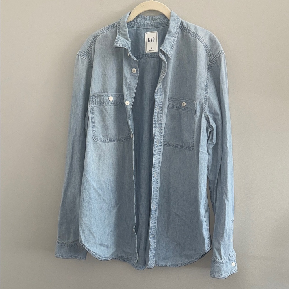 GAP Light Blue Casual Button Down Denim Shirt